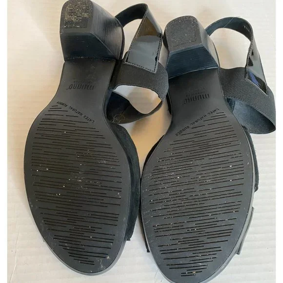 Munro Black Darling Mixed Media Strappy Open Toe Sandals Size 10.5W Elegant